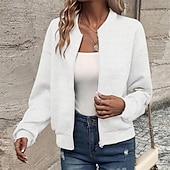 economico Felpe e Sweatshirt Texturizzati-Per donna Cappotto Giacca Casual Confortevole Traspirante Cerniera Tasca Moda Moderno Casual Semplice Uscire Weekend Cerniera Regolare Collo alla coreana Vestibilità regolare Manica Lunga Capispalla