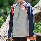 Недорогие Топы-Муж. Рубашка для туризма и прогулок Рубашка с застежкой-молнией на четверть Футболка с защитой от ультрафиолета Длинный рукав Верхняя часть На открытом воздухе УФ-защита от солнца Быстровысыхающий