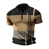 abordables Polo classique pour homme-Homme Polo gaufré Tee Shirt Golf Casual Rendez-vous Revers Manches courtes Mode Plaid / Rayé / Chevron Imprimer Eté Dry-Fit Jaune Rose Claire Rouge Bleu Violet Claire Orange Polo gaufré