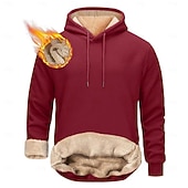 baratos Moletom com capuz de lã-Homens Moletom de lã Moletom com capuz de lã Sherpa Adamascado Preto Amarelo Vinho Azul Marinha Com Capuz Tecido Com Cordão Casual Diário Para Noite Poliéster Roupa de rua Casual Outono &amp; inverno