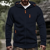 preiswerte Basic-Hoodies für Herren-Herren Kapuzensweatshirt Vollreißverschluss-Kapuzensweatshirt Schwarz Weiß Wein Armeegrün Marineblau Mit Kapuze Einfach Reißverschluss Tasche Sport &amp; Outdoor Täglich Ferien Polyester Streetwear Basic