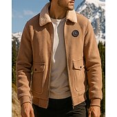 Men's Bomber Jacket Fleece Jacket Winter Outdoor Thermal Warm Fleece Jackets Full Zip Hunting Fishing Climbing Black Army Green Khaki Grey cheap Fleece & 3 in 1 Jackets-Men's Bomber Jacket Fleece Jacket Winter Outdoor Thermal Warm Fleece Jackets Full Zip Hunting Fishing Climbing Black Army Green Khaki Grey