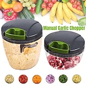 economico Utensili frutta e verdura-robot da cucina manuale, tritatutto per verdure con lame in acciaio inox, tritatutto portatile a mano con filo, taglia-aglio, taglia-cipolla per verdure, zenzero, frutta, noci, erbe aromatiche