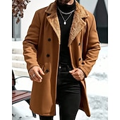 billiga Trenchcoat för män-Herr Fleece-jacka Peacoat Trenchcoat Semester Dagligen Höst Vinter Polyester Håller värmen Ytterkläder Kläder Mode Klassisk Slät Ficka Kavajslag Dubbelknäppt