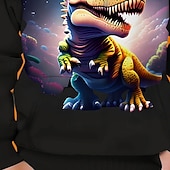 billiga Pojkes Halloween kostymer-Halloween Pojkar 3D Dinosaurie Huvtröja Långärmad Vår Höst Mode Streetwear Barn 4-12 år Huva Utomhus Ledigt Dagligen Normal