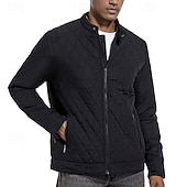 billiga Herrdunjackor och -parkas-Herr Vinterkappa Quiltad jacka Anorak Ficka Polyester Semester Dagliga kläder Datum Normal Mode Ledigt Bekväm Håller värmen Vinter Enfärgad / vanlig färg Svart Kaki Armégrön Mörkblå Pufferjacka