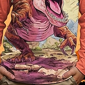 billiga Pojkes Halloween kostymer-Halloween Pojkar 3D Tecknat Dinosaurie T-shirt Långärmad Vår Höst Mode Grundläggande Barn 4-12 år Rund hals Utomhus Ledigt Dagligen Normal