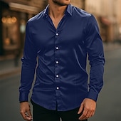 economico Camicie in raso da uomo-Per uomo Camicia Come la seta Camicia in raso Camicia elegante Camicia casual Camicia con Bottoni Semplice Matrimonio Abbigliamento casual alla moda Nero Bianco Giallo Rosa Manica Lunga Bavero