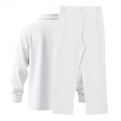 economico T-shirt set da uomo-Per uomo Set di biancheria Completi T-shirt Completi camicia e pantaloni Outfit 2 pezzi Manica Lunga Bavero Primavera Autunno Semplice Moda Casual 2 Pezzi Vacanza Abbigliamento quotidiano Uscire Nero