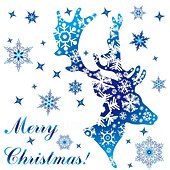 cheap Sticker-Christmas Window Clings Xmas Wall Sticker Snowflake and Reindeer Design Blue Holiday Decals Static Cling for Glass Window Store Display Festive Christmas Decoration Home Party Accessory