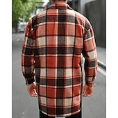 Bărbați Shacket Jachetă cămașă Jachete Iarnă Plisat Vacanță Purtare Zilnică Negru Roșu Vin Portocaliu Kaki Manșon Lung Rever Toamnă Iarnă Îmbrăcăminte Buzunar ieftine cămăși de flanel-Bărbați Shacket Jachetă cămașă Jachete Iarnă Plisat Vacanță Purtare Zilnică Negru Roșu Vin Portocaliu Kaki Manșon Lung Rever Toamnă Iarnă Îmbrăcăminte Buzunar