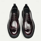 billige Klassiske Pensko-Herresko i ekte skinn med vingetupp og brogues, klassisk brunt formelt fottøy for kontor, banketter og bryllup
