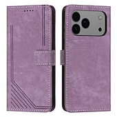 abordables Carcasas iPhone-teléfono Funda Para iPhone 17 Air 16 15 14 Pro Max Plus 16e 13 Pro Max Mini Funda Trasera con correa de muñeca Caballete Ranura para tarjetas Retro TPU Cuero de PU