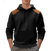 abordables sudaderas basicas hombre-Hombre Sudadera Sudadera con capucha y diseño de gofres Sudadera Con Capucha Negro Verde Ejército Caqui Gris Con Capucha Plano Retazos Bloque de Color Deporte Casual Diario Ropa de calle Fresco Ropa