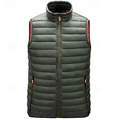 preiswerte Herren Steppweste-Herren Steppweste Weste Gilet Urlaub Täglich Date Mode Lässig Winter Tasche Polyester Warm Bequem Einfarbig Reisverschluss Stehkragen Normale Passform Schwarz Wein Armeegrün Dunkelblau Weste