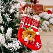 preiswerte Strümpfe &amp; Halter-4 Weihnachtsstrümpfe, Glocken, Schneeflocken, Weihnachtsmann, Schneemann, Rentier, Geschenktüten, Weihnachtsfeier-Dekoration