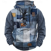 economico Schema Geometrico-Per uomo Geometrico Felpe con cappuccio Moda Cool Manica Lunga Con Cappuccio Nero Blu Coulisse Patchwork Autunno Inverno progettista