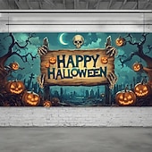  Halloween  Outdoor Garage Door Cover Skeletons Banner Large Tapestry Backdrop Decoration for Holiday Outdoor Garage Door Home Wall Decorations