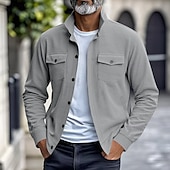 preiswerte Lässige Jacken-Herren Leichte Jacke Cordjacke Freizeitjacke Urlaub Täglich Atmungsaktiv Tasche Frühling Herbst Einfach Mode Klassisch Revers Regulär Schwarz Braun Hellgrau Armeegrün Aprikose Jacken
