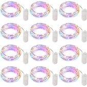 abordables Guirlandes lumineuses à piles-2m Guirlandes Lumineuses 20 LED Blanc Chaud Blanc Rouge Lumières de fil de cuivre Halloween Étanche Vacances Alimenté par piles