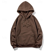 baratos hoodies básicos dos homens-Homens Moletom Moletom de lã Adamascado Preto Branco Amarelo Verde Tropa Com Capuz Tecido Com Cordão Bolsos Desportos e Ar livre Diário Feriado Poliéster Roupa de rua Básico Casual Outono Inverno