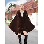 billige Pelssjal-Pelssjal Elegant Hold Varm Ermeløs Flaggermusermer Polyester Bryllup Wrap Med Ren Farge Til Spesiell Leilighet Høst vinter