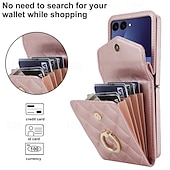 ieftine Carcasă Samsung-telefon Maska Pentru Samsung Galaxy Z Flip 7 Z Flip 6 Z Flip 5 Z Flip 4 Capac Spate cu curea de mână Loc pentru card Cataramă inel Retro TPU PU piele