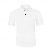 voordelige Klassieke polo voor heren-Multi-pakketten 3 stuks Voor heren Revers Korte Mouw Wit+Zwart+Blauw Ice Silk seersucker polo Polo's met knopen Golfshirt Jacquard Effen Vakantie Alledaagse kleding Polyester Zomer