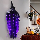 abordables Halloween intérieur-1 pièce 120 cm Halloween suspension lumineuse crâne lumière décorative, détection humaine, cinq effets sonores d&#039;horreur, ambiance de fête intérieure et extérieure lumière décorative, boîte à piles