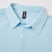 economico camicia da uomo con bottoni-Per uomo Camicia Camicia a nido d&#039;ape Camicia Estiva Camicia casual Camicia con Bottoni Nero Bianco Kaki Azzurro Manica Lunga Semplice Testurizzato Bavero Vacanza Casuale Abbigliamento Moda Casual