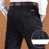 preiswerte Schlank-Herren Anzughose Cordhose Hose Chinos Tasche Knöpfe Einfach Komfort Formell Party Arbeit Mode Klassicher Stil Schwarz Marineblau Mikroelastisch