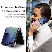 お買い得  サムスン用ケース-電話 ケース 用途 サムスンのギャラクシー Zフリップ7 Zフリップ6 Z Flip 5 Z Flip 4 バックカバー ストラップ付き 耐衝撃 レトロ風 TPU PUレザー