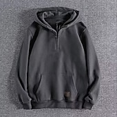baratos hoodies básicos dos homens-Homens Moletom Moletom com zíper Moletom com capuz Quarter Zipper Hoodie Vermelho Vinho Preto Verde Tropa Cinzento Com Capuz Tecido Zip Up Desportos e Ar livre Casual Diário Roupa de rua Legal Roupa