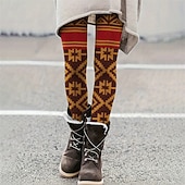 economico -Per donna Pantaloni Leggings Leggings comodi Casual Boho Lunghezza intera Vita Alta Geometrico Elastico in vita Stampato Traspirabilità Confortevole Elasticizzato Vacanza Streetwear Abbigliamento