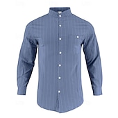 economico Camicie di lino-Per uomo Camicia Camicia di lino Camicia casual Camicia con Bottoni Camicia di cotone A righe Vacanza Camicia hawaiana Nero Bianco Blu reale Cachi Manica Lunga Colletto alla coreana Primavera Autunno