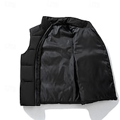 abordables Gilet Puffer pour Homme-Homme Gilet matelassé Gilet Vacances Quotidien Date Mode Occasionnel Hiver Avec Poches Polyester Chaud Confortable Couleur Unie Fermeture éclair Col montant Coupe régulière Noir Gris Gilet