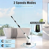 Brosse de nettoyage de douche à brosse rotative électrique avec 7 têtes de brosse remplaçables et brosse électrique sans fil à long manche amovible adaptée aux carreaux de baignoire abordables appareils électroménagers-Brosse de nettoyage de douche à brosse rotative électrique avec 7 têtes de brosse remplaçables et brosse électrique sans fil à long manche amovible adaptée aux carreaux de baignoire