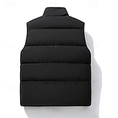 abordables Gilet Puffer pour Homme-Homme Gilet matelassé Gilet Vacances Quotidien Date Mode Occasionnel Hiver Avec Poches Polyester Chaud Confortable Couleur Unie Fermeture éclair Col montant Coupe régulière Noir Gris Gilet