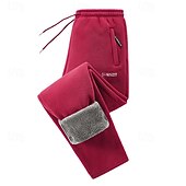 お買い得  スウェットパンツ-男性用 シェルパ スウェットパンツ ズボン オープンボトムスウェットパンツ ドローストリング 弾性ウエスト ジッパーポケット 平織り 吸汗性 高通気性 全長 スポーツ・アウトドア カジュアル 日常 ファッション ストリートファッション ブラック ルビーレッド