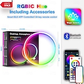 Недорогие Умные декоративные огни-Умная светодиодная настольная лампа, RGB, IC освещение, ночник с меняющимися цветами, синхронизация с музыкой, режим «сделай сам», плавная регулировка яркости, для спальни &amp;игр