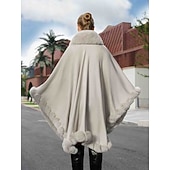 billige Pelssjal-Pelssjal Elegant Hold Varm Ermeløs Flaggermusermer Polyester Bryllup Wrap Med Ren Farge Til Spesiell Leilighet Høst vinter