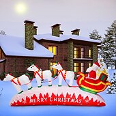 levne venkovní vánoční osvětlení-1 ks 3,3 m/10,8 stop vánoční 3 jednorožčí tahací auto Santa Claus LED se světlem nafukovací vzduchový model vnitřní a venkovní nádvoří zahrada trávník párty vánoční atmosféra dekorativní světlo