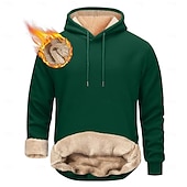 baratos Moletom com capuz de lã-Homens Moletom de lã Moletom com capuz de lã Sherpa Adamascado Preto Amarelo Vinho Azul Marinha Com Capuz Tecido Com Cordão Casual Diário Para Noite Poliéster Roupa de rua Casual Outono &amp; inverno