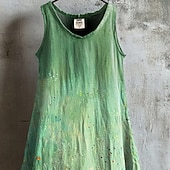ieftine Rochii Boho-Pentru femei Rochii Midi Rochie casual Rochie de vară Modă Modern Zilnic Plajă Sfârșit de săptămână Fit regulat Pisica Floare Fără manșon În V Trifoi Vară Primăvară