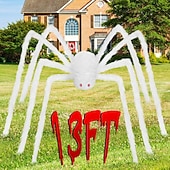 billige Halloween-gigantisk halloween hårete edderkopp realistisk skummel hvit edderkopp rekvisitter dekorasjon for innendørs og utendørs dekorasjon