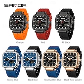 Χαμηλού Κόστους Ψηφιακά Ρολόγια-Μόδα SANDA Κορυφαία Μάρκα Νέο 6282 Ανδρικό Ηλεκτρονικό Ρολόι Διπλή Οθόνη Σπορ Αδιάβροχο LED Ανδρικό Χρονόμετρο Ηλεκτρονικό Ρολόι