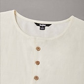 levne Tílka na cvičení-Pánské Bavlněná lněná košile Tričko Henley Vesta Top Bez rukávů Henley Léto Bez vzoru Módní Designové Cikánské Knoflíky Dovolená Ležérní Jdeme ven Světle modrá Černá Bílá Top tričko pro muže