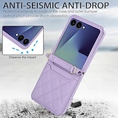 economico Cover Samsung-telefono Custodia Per Samsung Galaxy Z Flip 7 Z Flip 6 Z Flip 5 Z Flip 4 Copertura Posteriore con Cordino Slot per Carte Resistente agli urti Retrò TPU Pelle PU