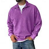 preiswerte Einfache Sweatshirts-Herren Sweatshirt Viertelreißverschluss Sweatshirt Schwarz Wein Armeegrün Marineblau Purpur Halber Reißverschluss Einfach Halber Reißverschluss Täglich Ferien Ausgehen Polyester Vintage Streetwear