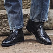 baratos Botas de equitação-Botas altas de montaria masculinas de couro marrom com padrão de crocodilo – calçado equestre elegante de cano alto para passeios a cavalo, eventos de fantasias e trajes de estilo vintage